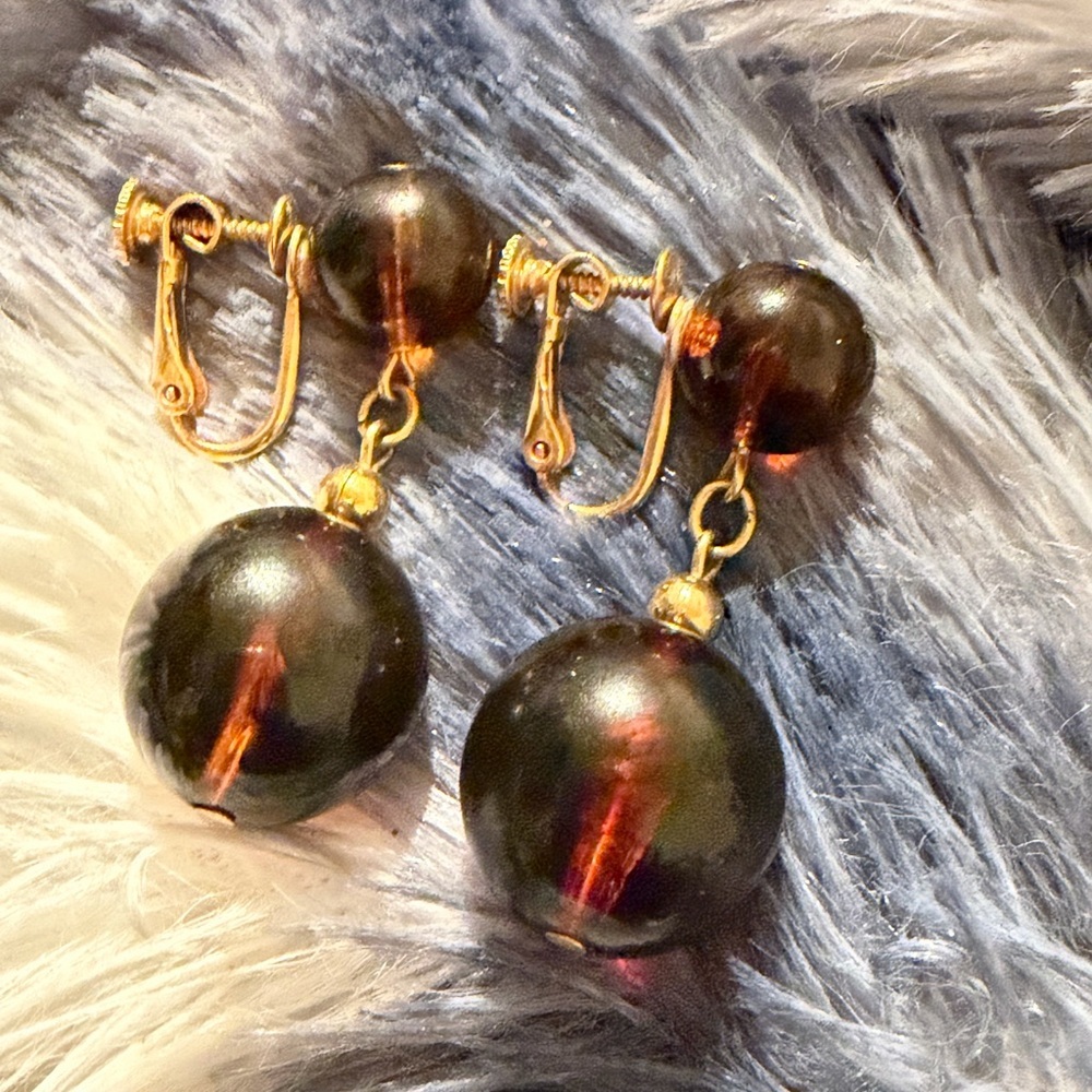 Napier Gold and Marbled Screw-back Earrings